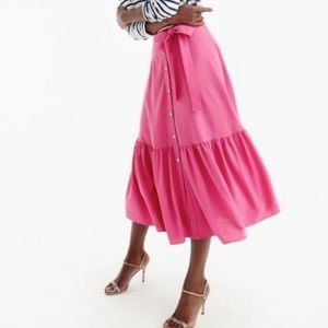 J. Crew Collection Pink Button Midi Skirt